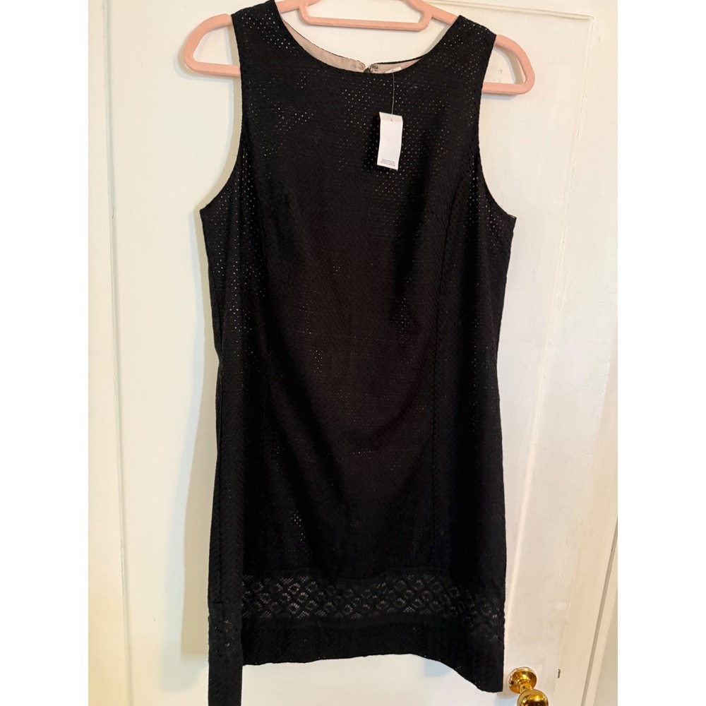 Ann Taylor LOFT Black Eyelet Sleeveless Shift Dress Size 10 NWT 11332015
